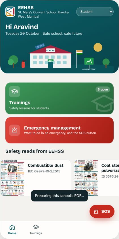 Student home screen